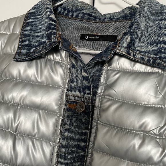 Denim Silver Puffer Size Small - Picture 7 of 11